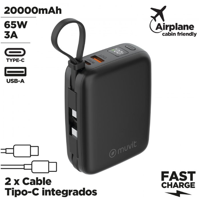 Muvit Powerbank 20000mAh MCCHP0015 65W Negra